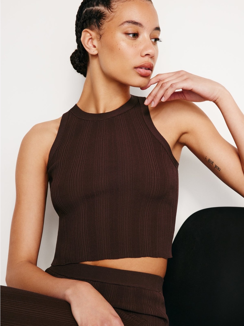 Anthropologie/Good American Brown Ribbed Tank Top